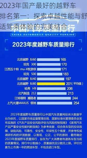 2023年国产最好的越野车排名第一：探索卓越性能与舒适驾乘体验的完美结合