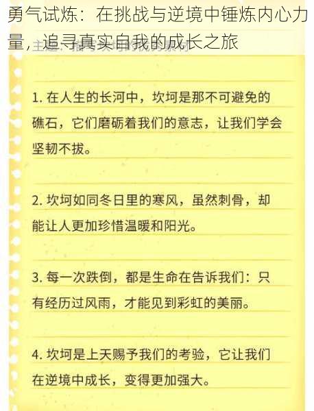 勇气试炼：在挑战与逆境中锤炼内心力量，追寻真实自我的成长之旅