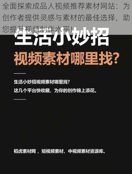 全面探索成品人视频推荐素材网站：为创作者提供灵感与素材的最佳选择，助您提升视频制作水平！