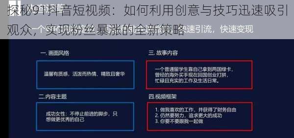 探秘91抖音短视频：如何利用创意与技巧迅速吸引观众，实现粉丝暴涨的全新策略