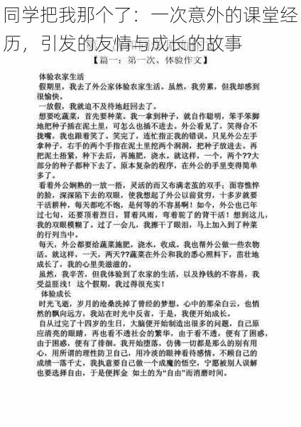 同学把我那个了：一次意外的课堂经历，引发的友情与成长的故事