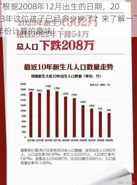 “根据2008年12月出生的日期，2023年这位孩子已经多少岁了？来了解一下年份计算的趣味！”