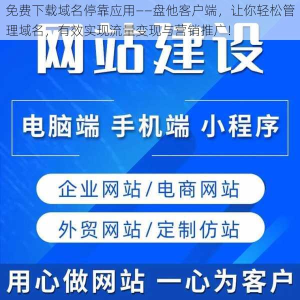 免费下载域名停靠应用——盘他客户端，让你轻松管理域名，有效实现流量变现与营销推广！