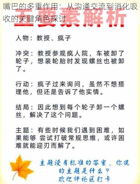 嘴巴的多重作用：从沟通交流到消化吸收的关键角色探讨