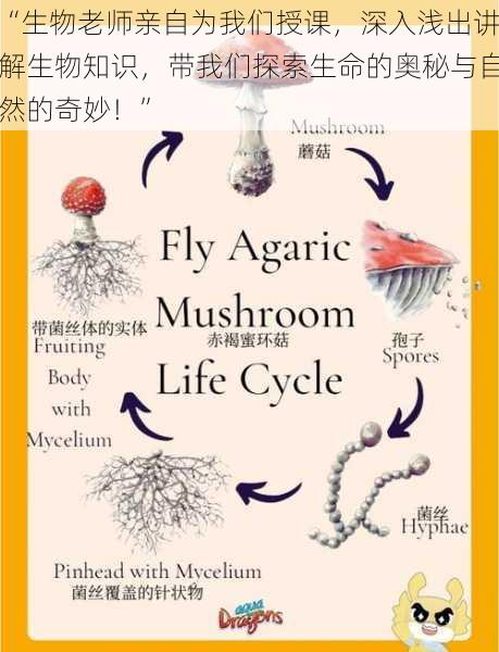 “生物老师亲自为我们授课，深入浅出讲解生物知识，带我们探索生命的奥秘与自然的奇妙！”