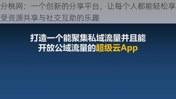 分桃网：一个创新的分享平台，让每个人都能轻松享受资源共享与社交互助的乐趣