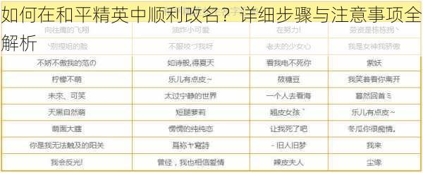 如何在和平精英中顺利改名？详细步骤与注意事项全解析