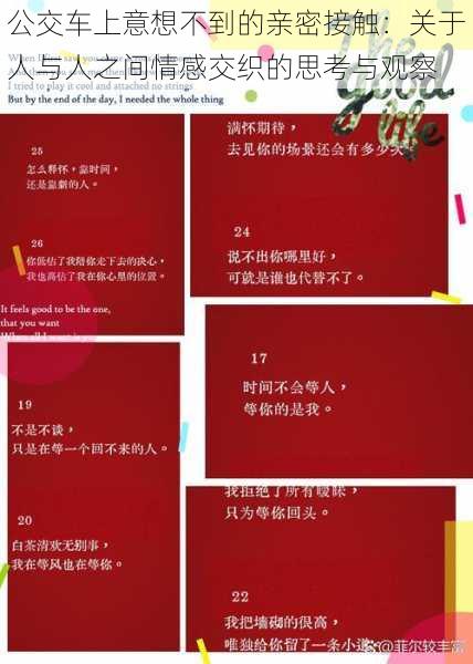 公交车上意想不到的亲密接触：关于人与人之间情感交织的思考与观察