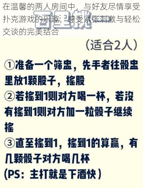 在温馨的两人房间中，与好友尽情享受扑克游戏的乐趣，感受紧张刺激与轻松交谈的完美结合