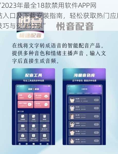 “2023年最全18款禁用软件APP网站入口及下载安装指南，轻松获取热门应用技巧与资源分享”