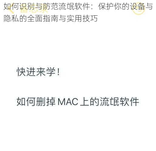 如何识别与防范流氓软件：保护你的设备与隐私的全面指南与实用技巧