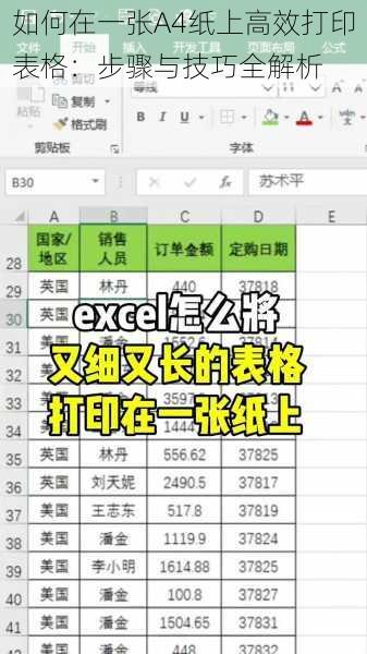 如何在一张A4纸上高效打印表格：步骤与技巧全解析