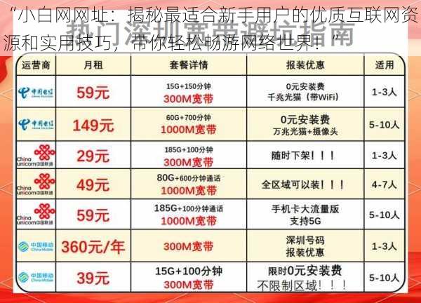 “小白网网址：揭秘最适合新手用户的优质互联网资源和实用技巧，带你轻松畅游网络世界！”