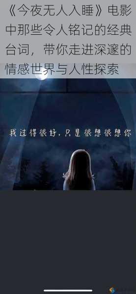 《今夜无人入睡》电影中那些令人铭记的经典台词，带你走进深邃的情感世界与人性探索