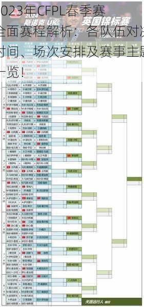 2023年CFPL春季赛全面赛程解析：各队伍对决时间、场次安排及赛事主题一览！