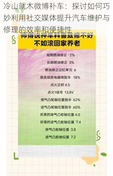 冷山就木微博补车：探讨如何巧妙利用社交媒体提升汽车维护与修理的效率和便捷性