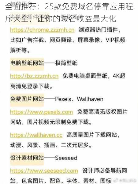 全面推荐：25款免费域名停靠应用程序大全，让你的域名收益最大化