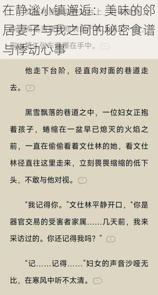 在静谧小镇邂逅：美味的邻居妻子与我之间的秘密食谱与悸动心事