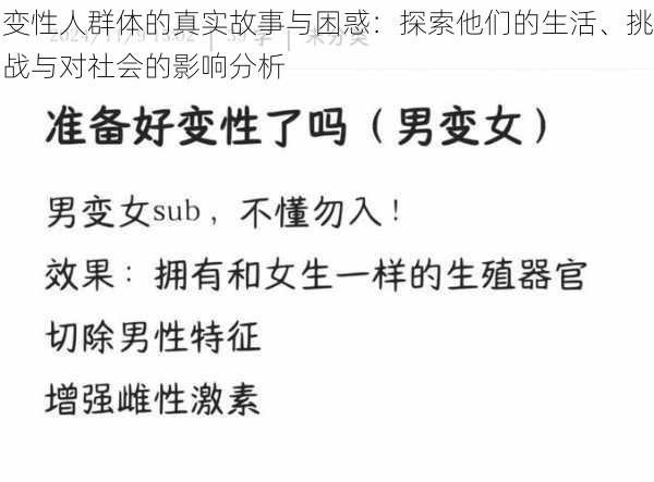 变性人群体的真实故事与困惑：探索他们的生活、挑战与对社会的影响分析